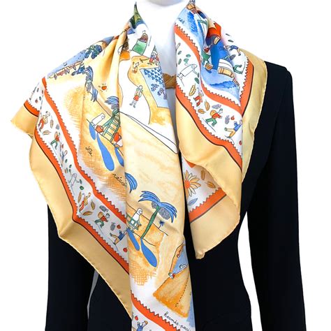 hermes retour a la terre|Retour A La Terre Hermes Scarf by Dumas 90cm Silk Yellow.